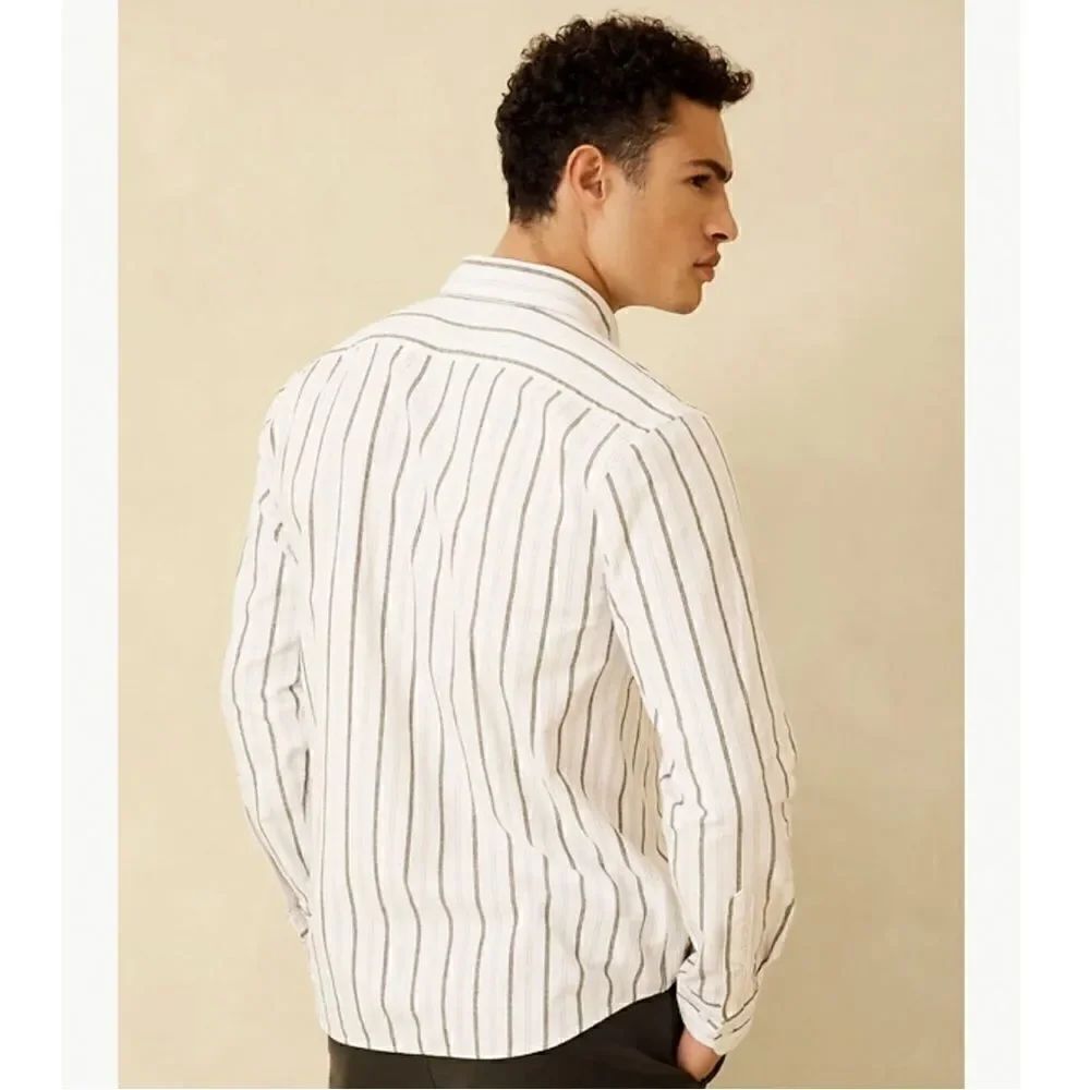 Banana Republic Men’s Linen Blend Striped Long Sleeve Button Down Shirt NEW Size